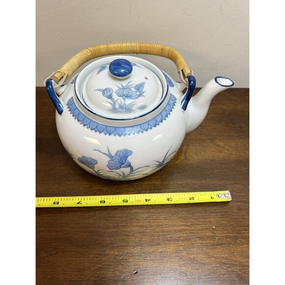 Seymour Mann Vintage China Fine Porcelain Blue & White Teapot Chinese Lotus - Picture 6 of 8
